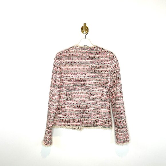 Feminine | Helene Berman for Anthropologie Classic Tweed Jacket | Hot Pink Green - Picture 6 of 7